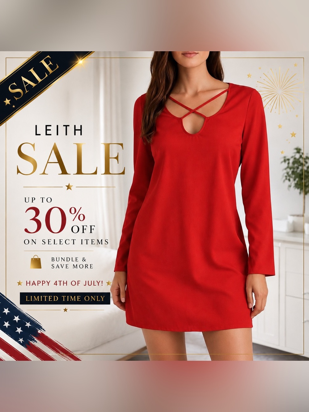 LEITH Red Dress ❤️ Chic & Elegant